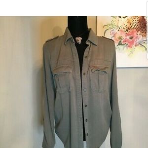 Mossimo army green button down